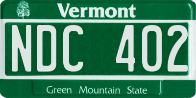 VT license plate NDC402