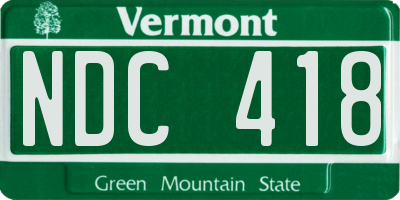 VT license plate NDC418