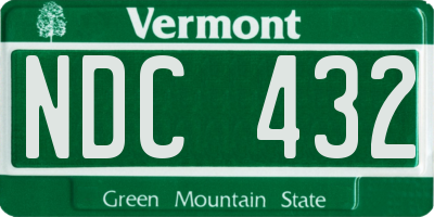 VT license plate NDC432