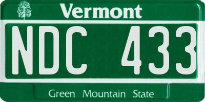 VT license plate NDC433