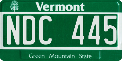 VT license plate NDC445