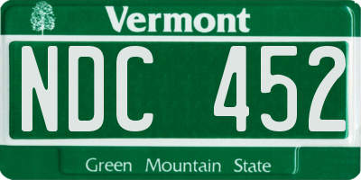 VT license plate NDC452