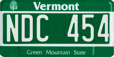 VT license plate NDC454