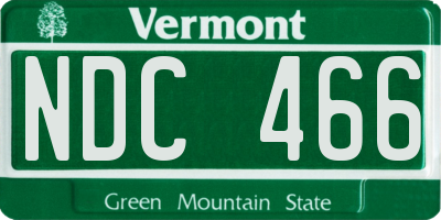 VT license plate NDC466