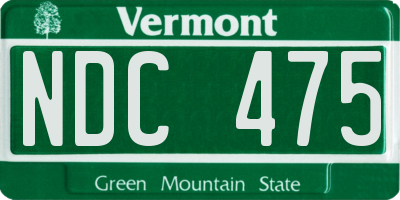 VT license plate NDC475