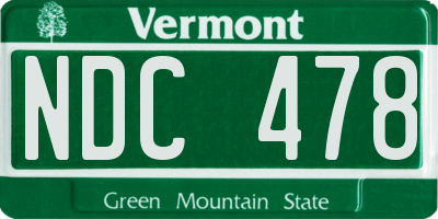 VT license plate NDC478