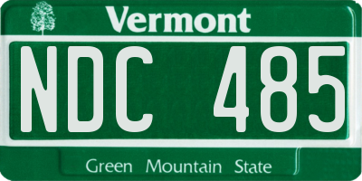 VT license plate NDC485
