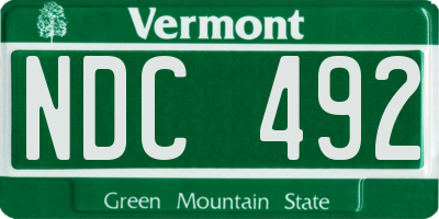 VT license plate NDC492