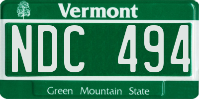 VT license plate NDC494
