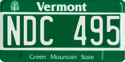VT license plate NDC495