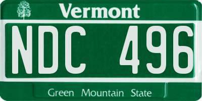 VT license plate NDC496