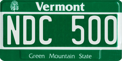 VT license plate NDC500
