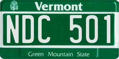 VT license plate NDC501