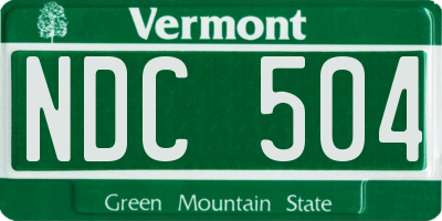 VT license plate NDC504