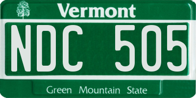VT license plate NDC505