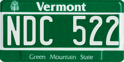 VT license plate NDC522
