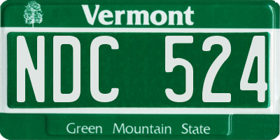 VT license plate NDC524