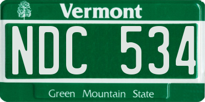 VT license plate NDC534