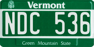 VT license plate NDC536