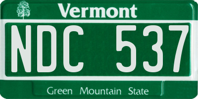 VT license plate NDC537