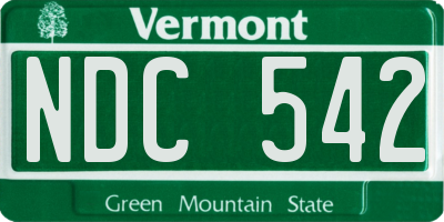 VT license plate NDC542