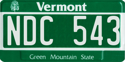 VT license plate NDC543