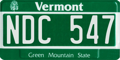 VT license plate NDC547