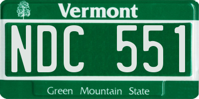 VT license plate NDC551