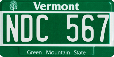 VT license plate NDC567