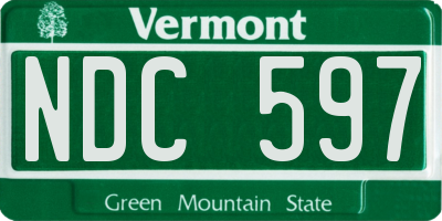 VT license plate NDC597