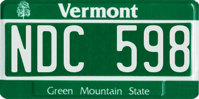 VT license plate NDC598
