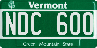 VT license plate NDC600