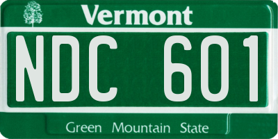 VT license plate NDC601