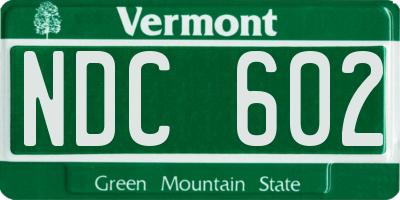 VT license plate NDC602