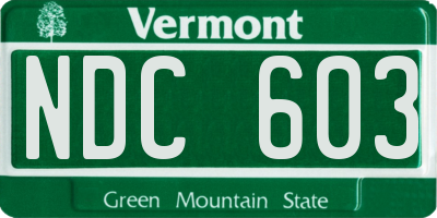 VT license plate NDC603