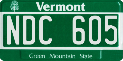 VT license plate NDC605