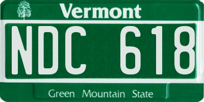 VT license plate NDC618