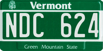 VT license plate NDC624