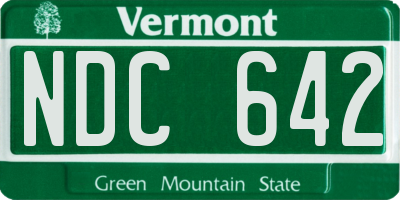 VT license plate NDC642