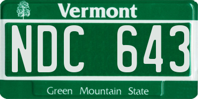 VT license plate NDC643