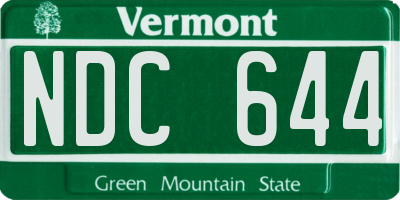VT license plate NDC644