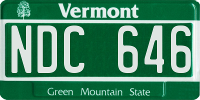 VT license plate NDC646