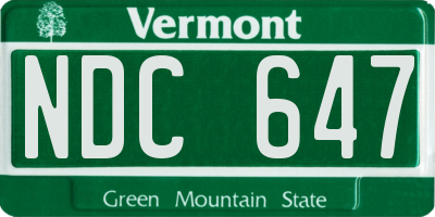 VT license plate NDC647