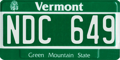 VT license plate NDC649