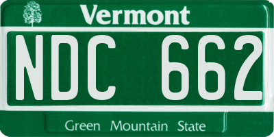 VT license plate NDC662