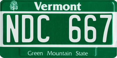VT license plate NDC667