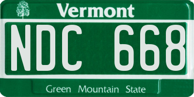 VT license plate NDC668