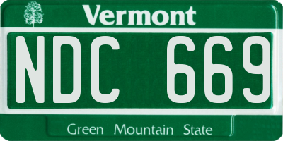 VT license plate NDC669