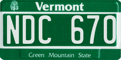VT license plate NDC670