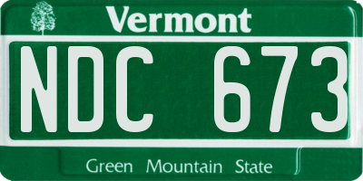 VT license plate NDC673
